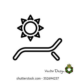 Web line icon. Deckchair and sun