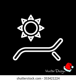 Web line icon. Deckchair and sun