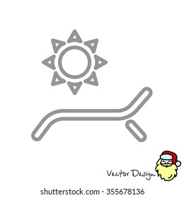 Web line icon. Deckchair and sun