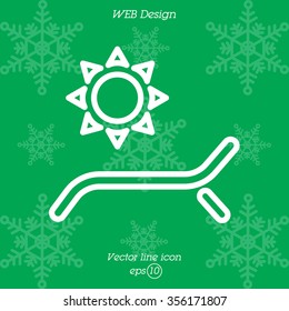 Web line icon. Deckchair and sun