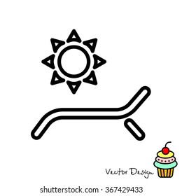 Web line icon. Deckchair and sun