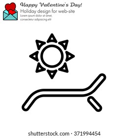 Web line icon. Deckchair and sun