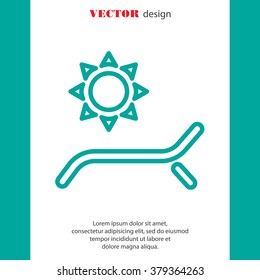 Web line icon. Deckchair and sun