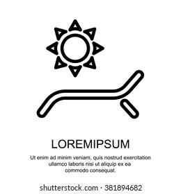 Web line icon. Deckchair and sun