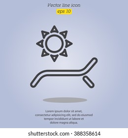 Web line icon. Deckchair and sun