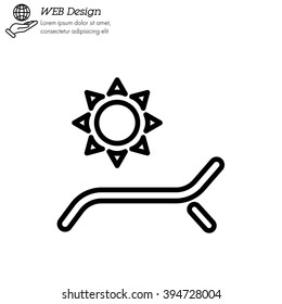 Web line icon. Deckchair and sun