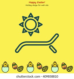 Web line icon. Deckchair and sun