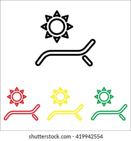 Web line icon. Deckchair and sun