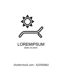 Web line icon. Deckchair and sun