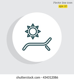 Web line icon. Deckchair and sun