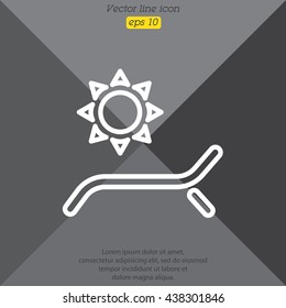 Web line icon. Deckchair and sun