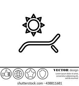 Web line icon. Deckchair and sun