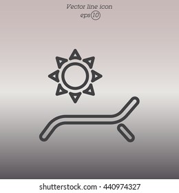 Web line icon. Deckchair and sun
