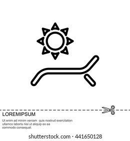 Web line icon. Deckchair and sun