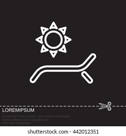 Web line icon. Deckchair and sun