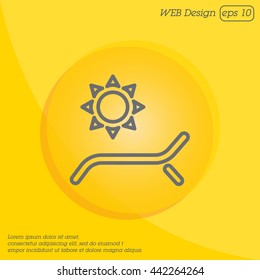 Web line icon. Deckchair and sun