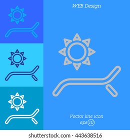 Web line icon. Deckchair and sun