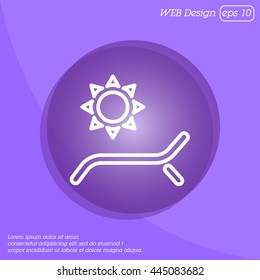 Web line icon. Deckchair and sun