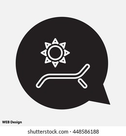 Web line icon. Deckchair and sun