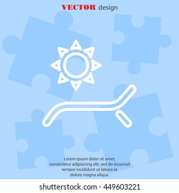 Web line icon. Deckchair and sun