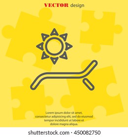 Web line icon. Deckchair and sun