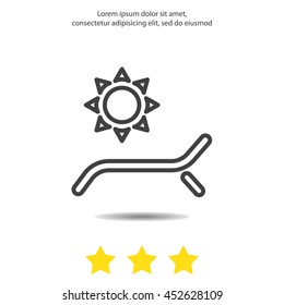 Web line icon. Deckchair and sun
