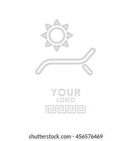 Web line icon. Deckchair and sun