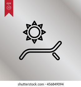 Web line icon. Deckchair and sun