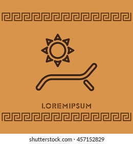 Web line icon. Deckchair and sun
