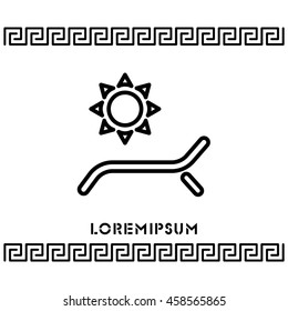 Web line icon. Deckchair and sun