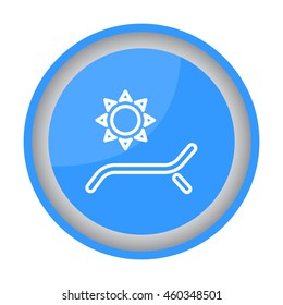 Web line icon. Deckchair and sun