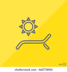 Web line icon. Deckchair and sun