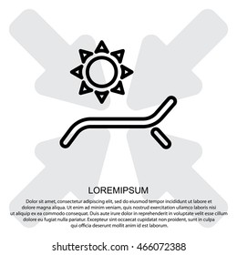 Web line icon. Deckchair and sun