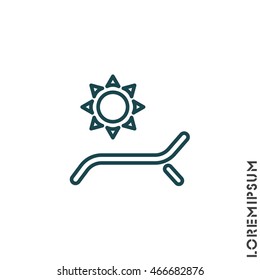 Web line icon. Deckchair and sun