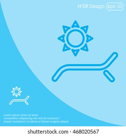 Web line icon. Deckchair and sun