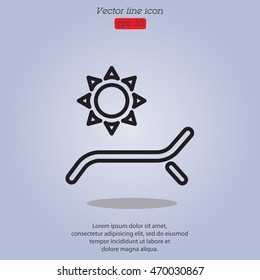 Web line icon. Deckchair and sun