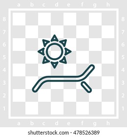 Web line icon. Deckchair and sun