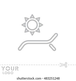 Web line icon. Deckchair and sun