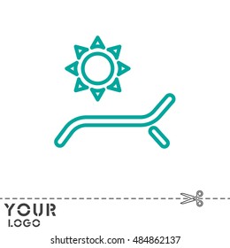 Web line icon. Deckchair and sun