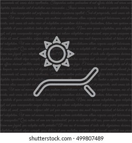 Web line icon. Deckchair and sun