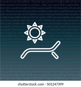 Web line icon. Deckchair and sun