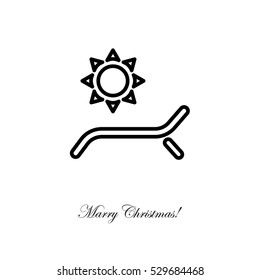 Web line icon. Deckchair and sun