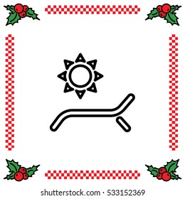 Web line icon. Deckchair and sun