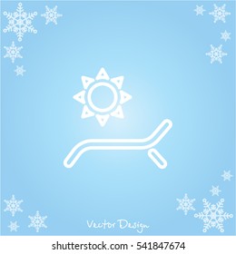 Web line icon. Deckchair and sun