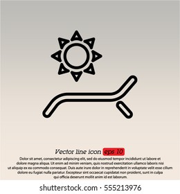 Web line icon. Deckchair and sun