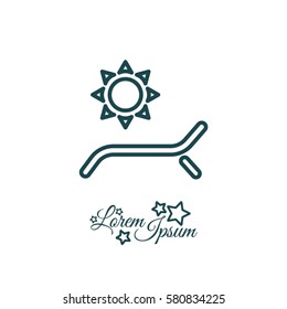 Web line icon. Deckchair and sun