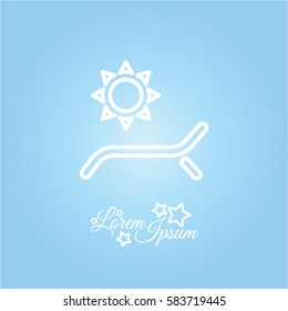 Web line icon. Deckchair and sun