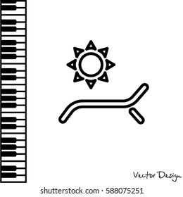 Web line icon. Deckchair and sun