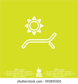 Web line icon. Deckchair and sun