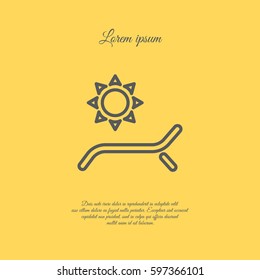 Web line icon. Deckchair and sun